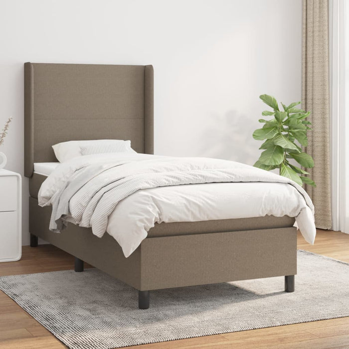 Pat box spring cu saltea, gri taupe, 100x200 cm, textil - WALTI WALTI