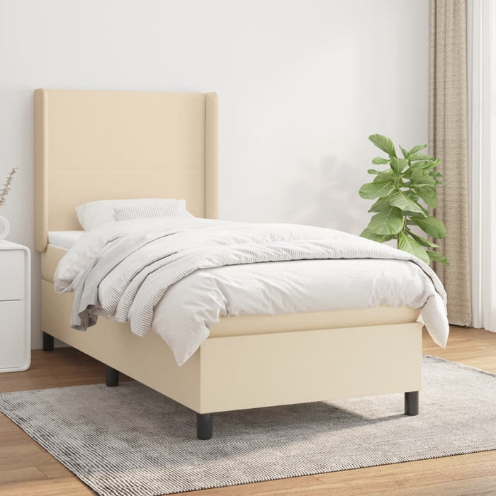 Pat box spring cu saltea, crem, 100x200 cm, textil - WALTI WALTI