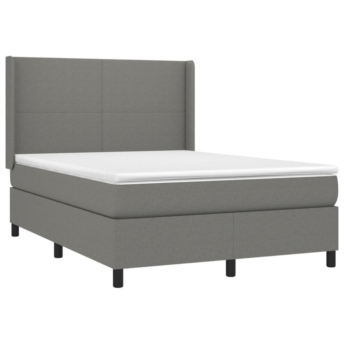 Pat box spring cu saltea, gri închis, 140x190 cm, textil - WALTI WALTI