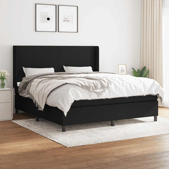 Pat box spring cu saltea, negru, 160x200 cm, textil - WALTI WALTI