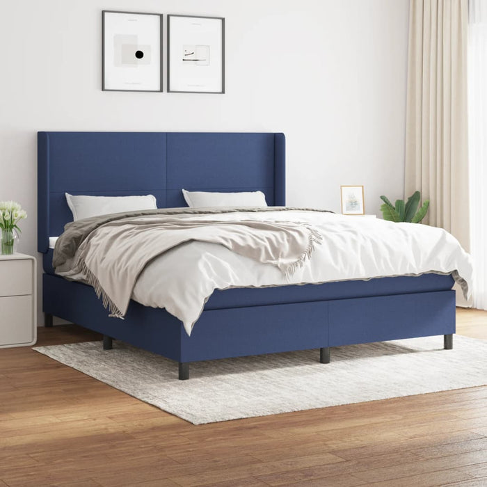 Pat box spring cu saltea, albastru, 180x200 cm, material textil - WALTI WALTI