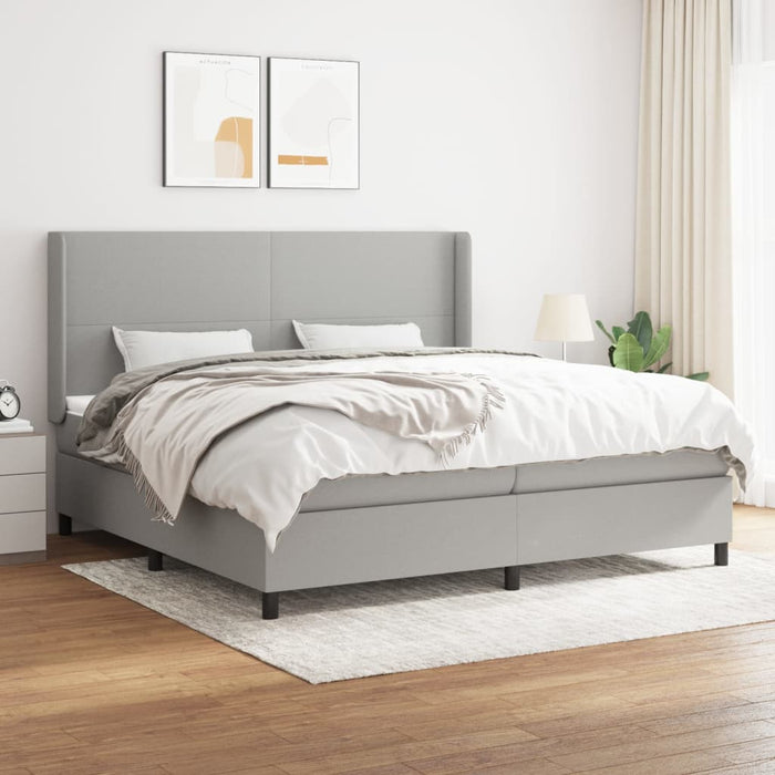 Pat box spring cu saltea, gri deschis, 200x200 cm, textil - WALTI WALTI