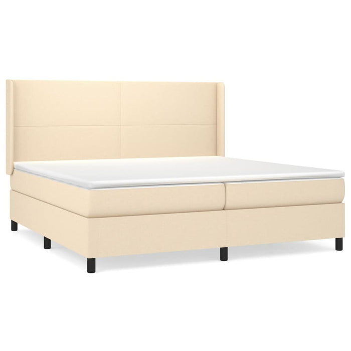 Pat box spring cu saltea, crem, 200x200 cm, textil - WALTI WALTI
