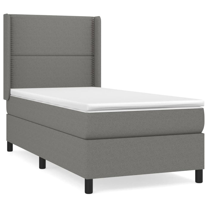 Pat box spring cu saltea, gri închis, 90x190 cm, textil - WALTI WALTI