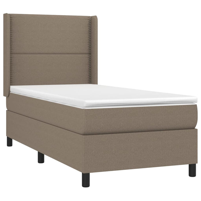 Pat box spring cu saltea, gri taupe, 90x190 cm, textil WALTI