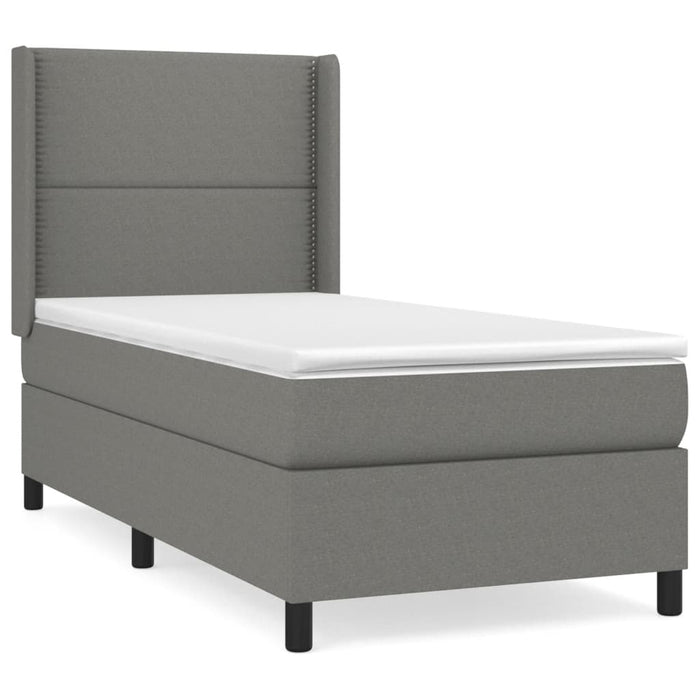 Pat box spring cu saltea, gri închis, 90x200 cm, textil - WALTI WALTI