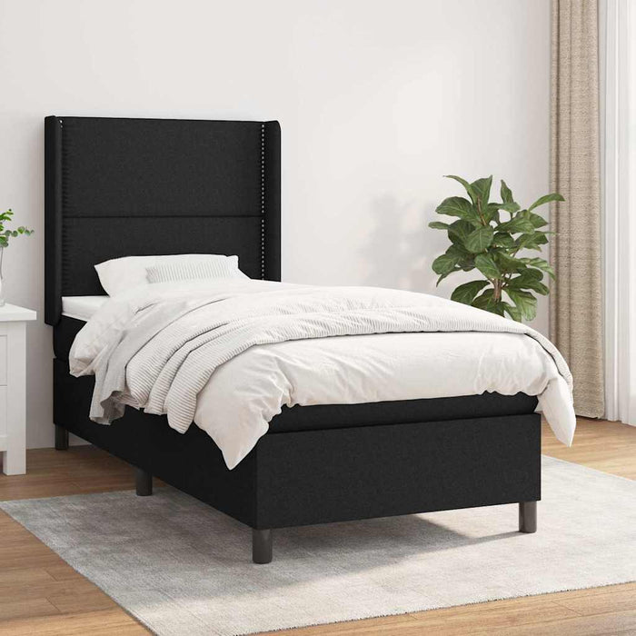 Pat box spring cu saltea, negru, 100x200 cm, textil - WALTI WALTI