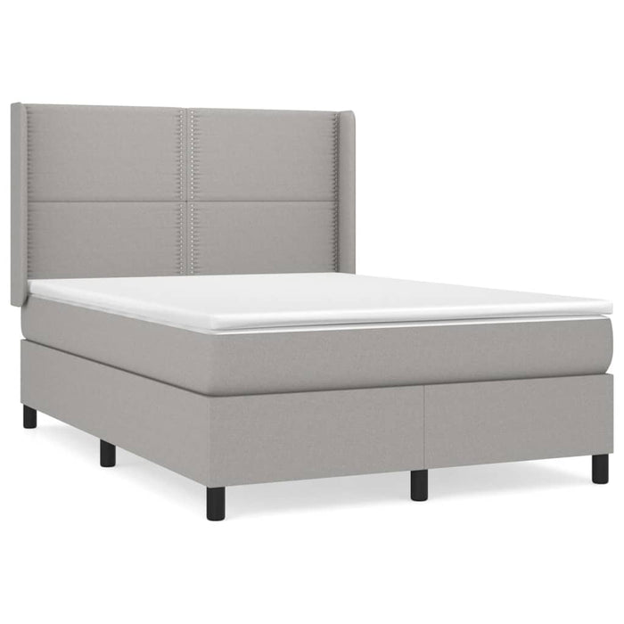 Pat box spring cu saltea, gri deschis, 140x190 cm, textil - WALTI WALTI