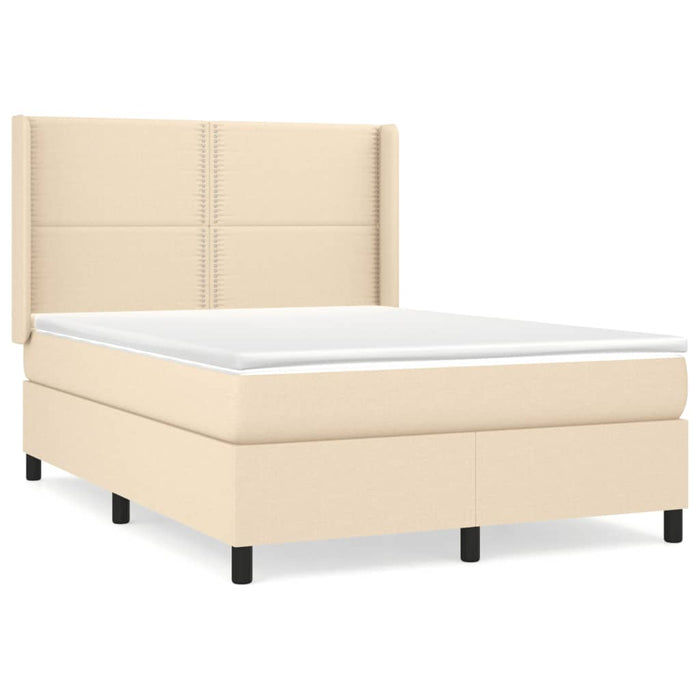 Pat box spring cu saltea, crem, 140x200 cm, textil WALTI
