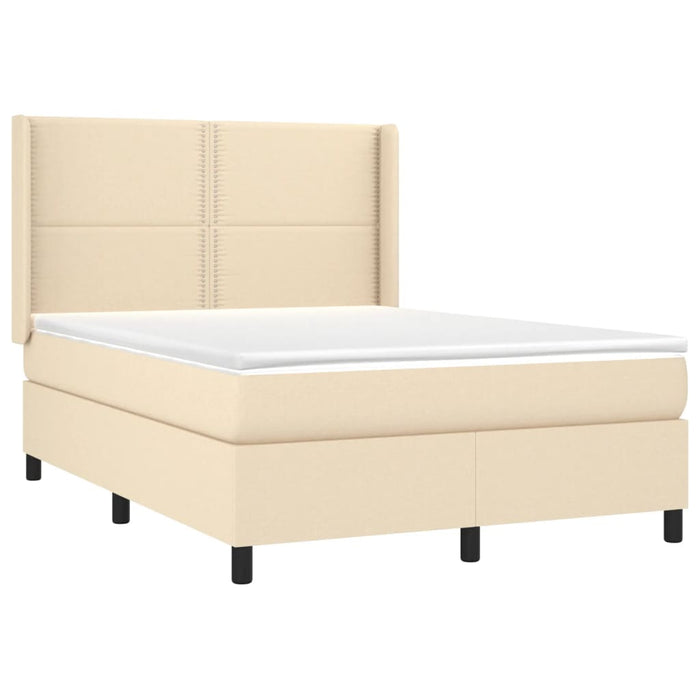Pat box spring cu saltea, crem, 140x200 cm, textil WALTI