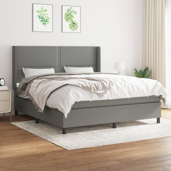Pat box spring cu saltea, gri închis, 180x200 cm, textil - WALTI WALTI