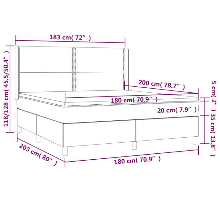 Pat box spring cu saltea, negru, 180x200 cm, catifea - WALTI WALTI