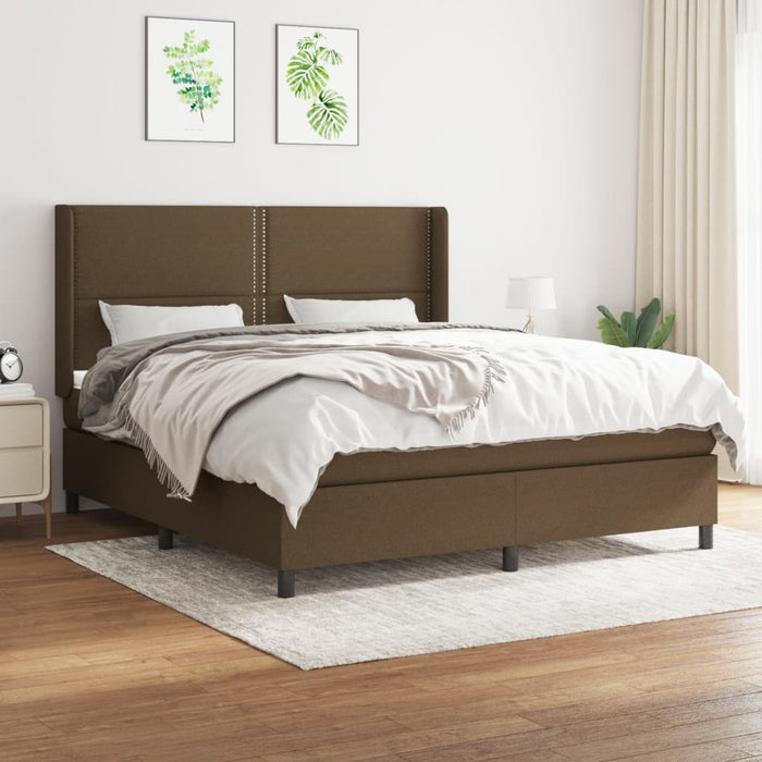 Pat continental cu saltea maro închis 180x200cm material textil - WALTI WALTI