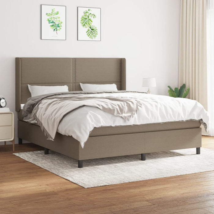 Pat continental cu saltea, gri taupe, 180x200 cm, textil - WALTI WALTI