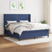 Pat box spring cu saltea, albastru, 180x200 cm, material textil - WALTI WALTI