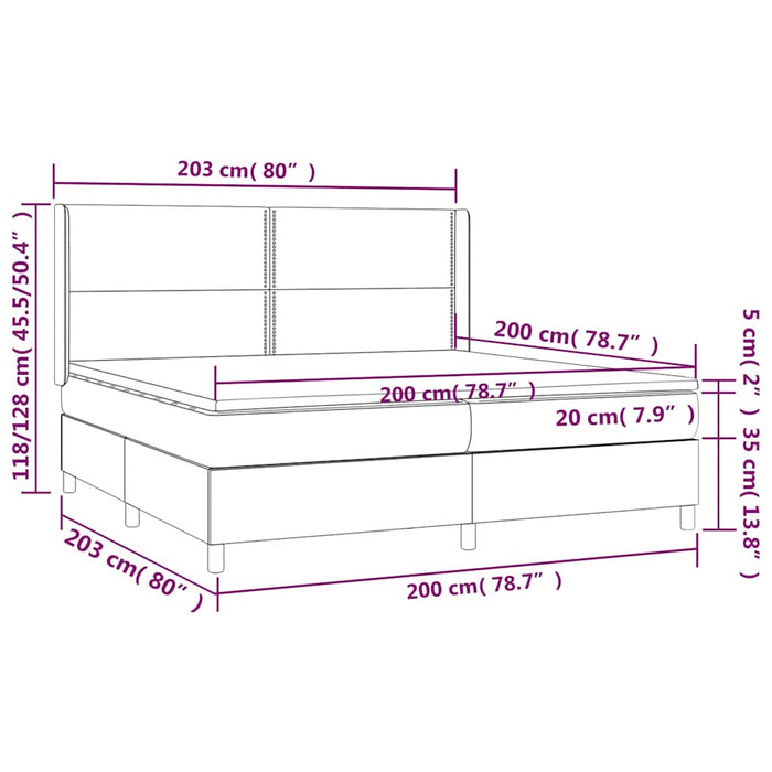 Pat box spring cu saltea, negru, 200x200 cm, textil - WALTI WALTI