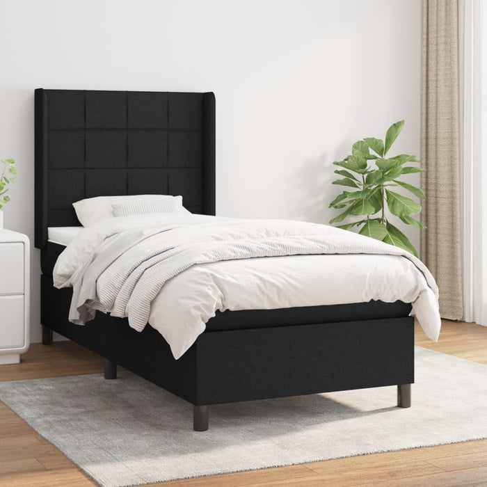 Pat box spring cu saltea, negru, 80x200 cm, textil - WALTI WALTI