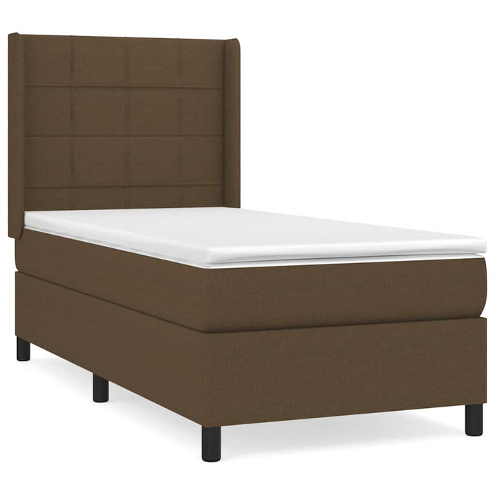 Pat box spring cu saltea, maro închis, 80x200 cm, textil WALTI