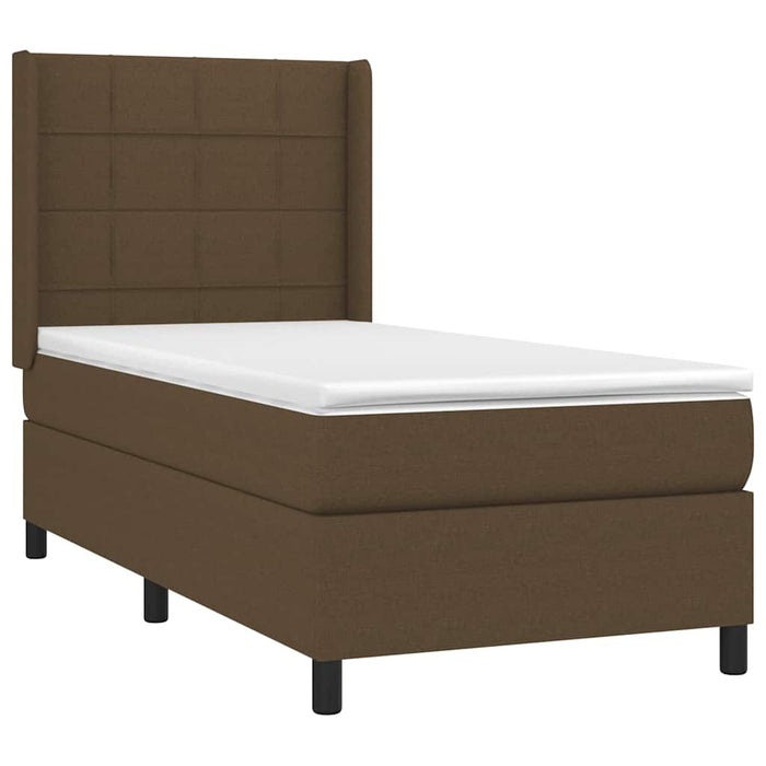 Pat box spring cu saltea, maro închis, 80x200 cm, textil WALTI
