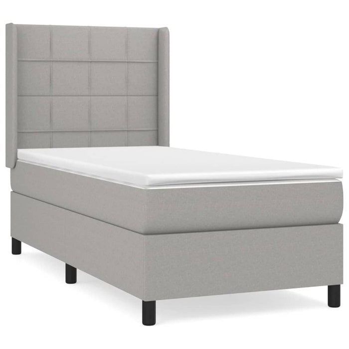 Pat box spring cu saltea, gri deschis, 90x200 cm, textil - WALTI WALTI