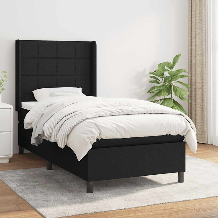 Pat box spring cu saltea, negru, 90x200 cm, textil - WALTI WALTI