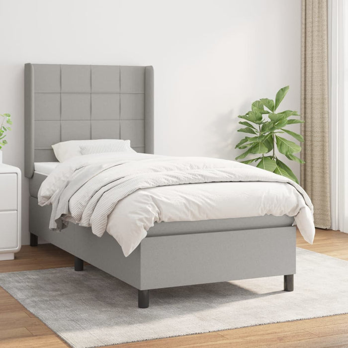 Pat box spring cu saltea, gri deschis, 100x200 cm, textil - WALTI WALTI
