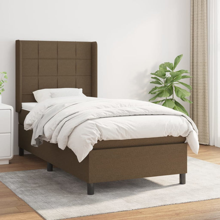 Pat box spring cu saltea, maro închis, 100x200 cm, textil - WALTI WALTI