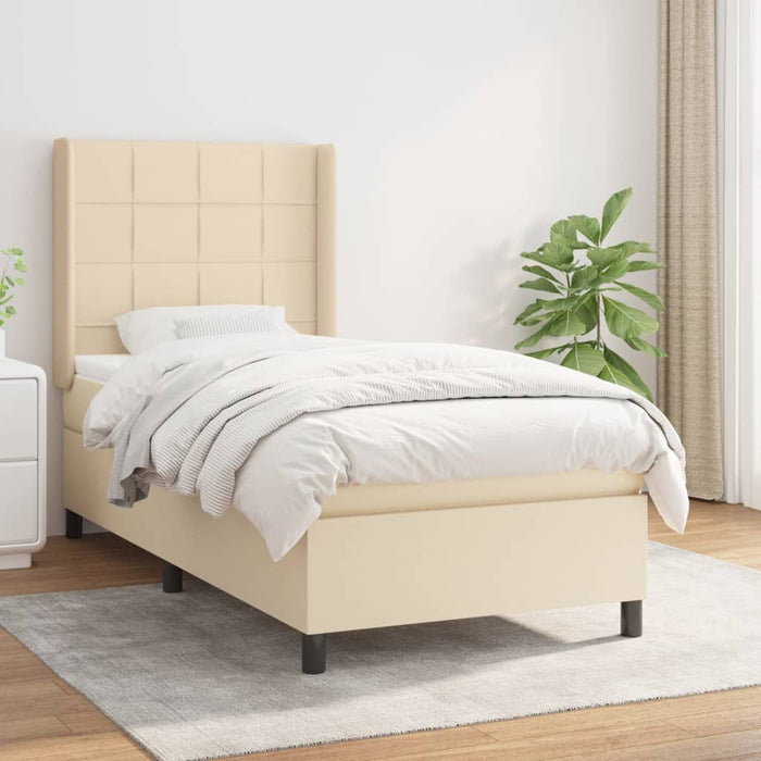 Pat box spring cu saltea, crem, 100x200 cm, textil - WALTI WALTI