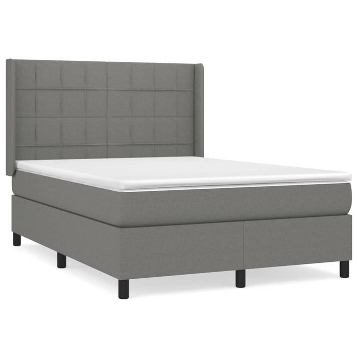 Pat box spring cu saltea, gri închis, 140x190 cm, textil - WALTI WALTI