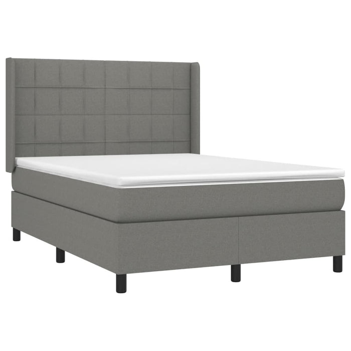 Pat box spring cu saltea, gri închis, 140x190 cm, textil - WALTI WALTI