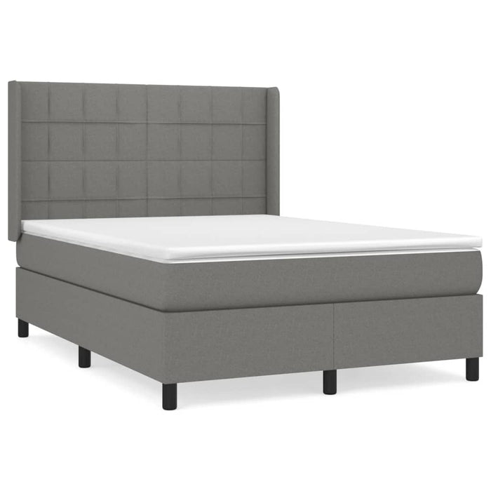 Pat box spring cu saltea, gri închis, 140x200 cm, textil - WALTI WALTI
