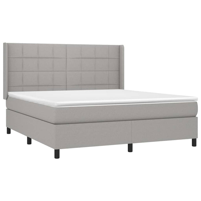 Pat continental cu saltea, gri deschis, 160x200 cm, textil WALTI