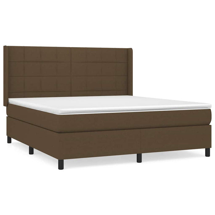Pat box spring cu saltea, maro închis, 160x200 cm, textil WALTI