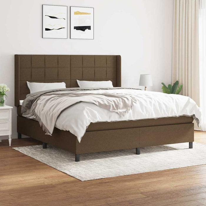 Pat box spring cu saltea, maro închis, 160x200 cm, textil WALTI