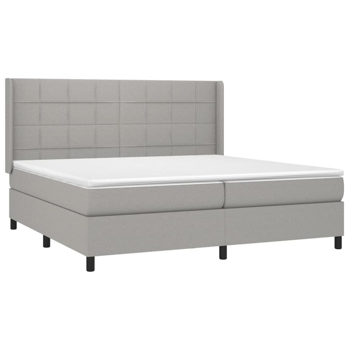 Pat box spring cu saltea, gri deschis, 200x200 cm, textil - WALTI WALTI