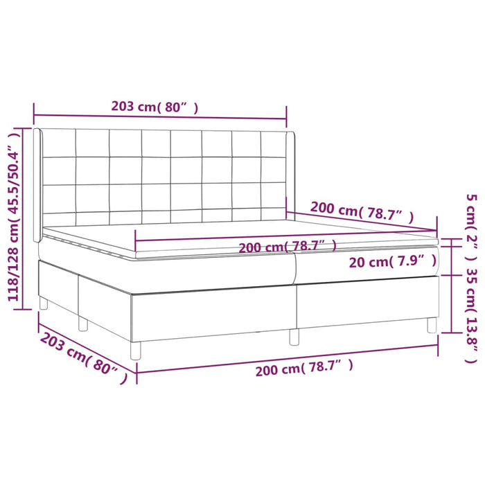 Pat box spring cu saltea, gri deschis, 200x200 cm, textil - WALTI WALTI
