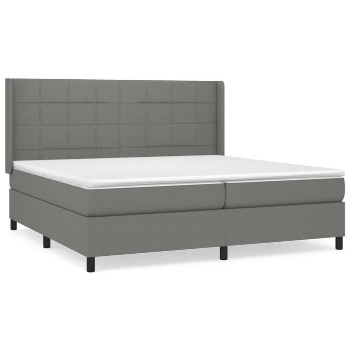 Pat box spring cu saltea, gri închis, 200x200 cm, textil - WALTI WALTI