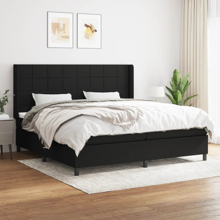 Pat box spring cu saltea, negru, 200x200 cm, textil - WALTI WALTI