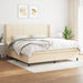Pat box spring cu saltea, crem, 200x200 cm, textil - WALTI WALTI