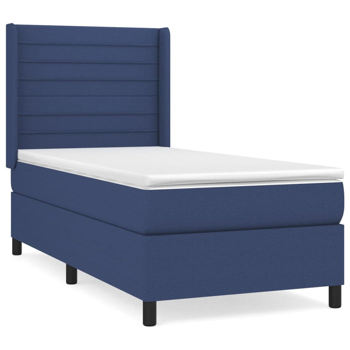 Pat box spring cu saltea, albastru, 80x200 cm, textil - WALTI WALTI