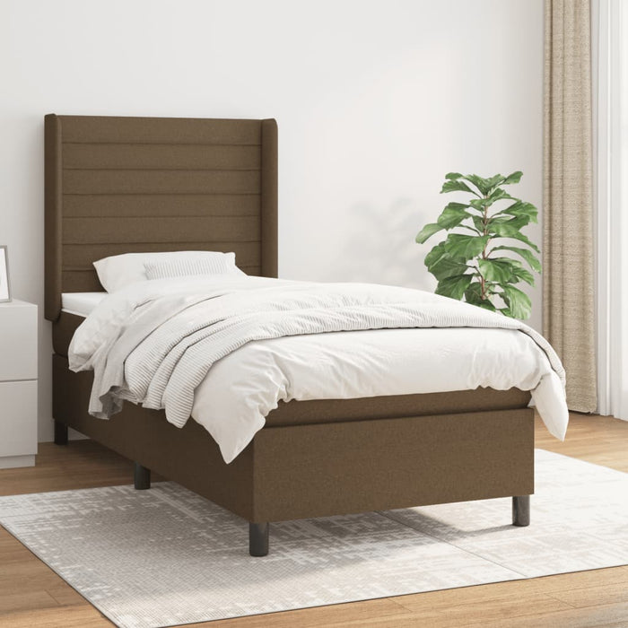 Pat box spring cu saltea, maro închis, 90x200 cm, textil - WALTI WALTI