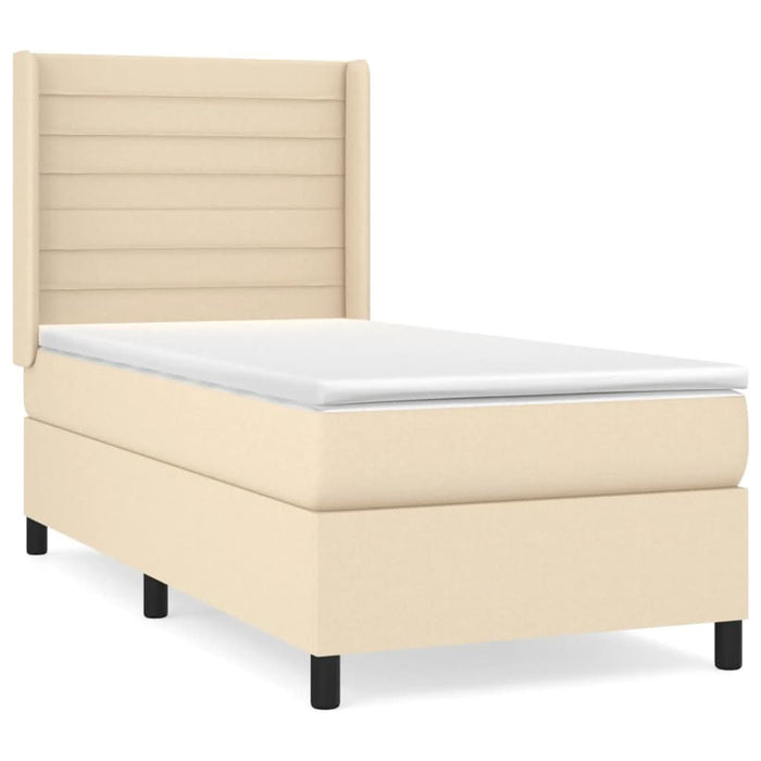 Pat box spring cu saltea, crem, 90x200 cm, textil - WALTI WALTI