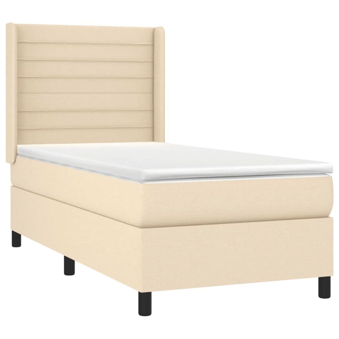 Pat box spring cu saltea, crem, 90x200 cm, textil - WALTI WALTI