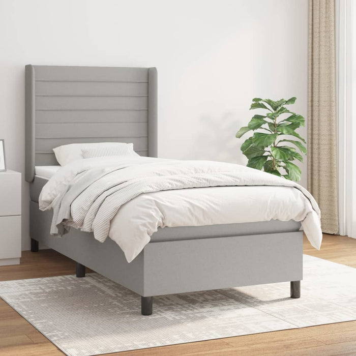 Pat box spring cu saltea, gri deschis, 100x200 cm, textil - WALTI WALTI
