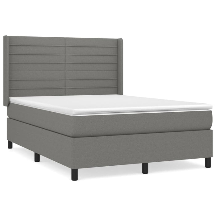 Pat box spring cu saltea, gri închis, 140x200 cm, textil - WALTI WALTI