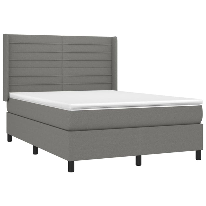 Pat box spring cu saltea, gri închis, 140x200 cm, textil - WALTI WALTI