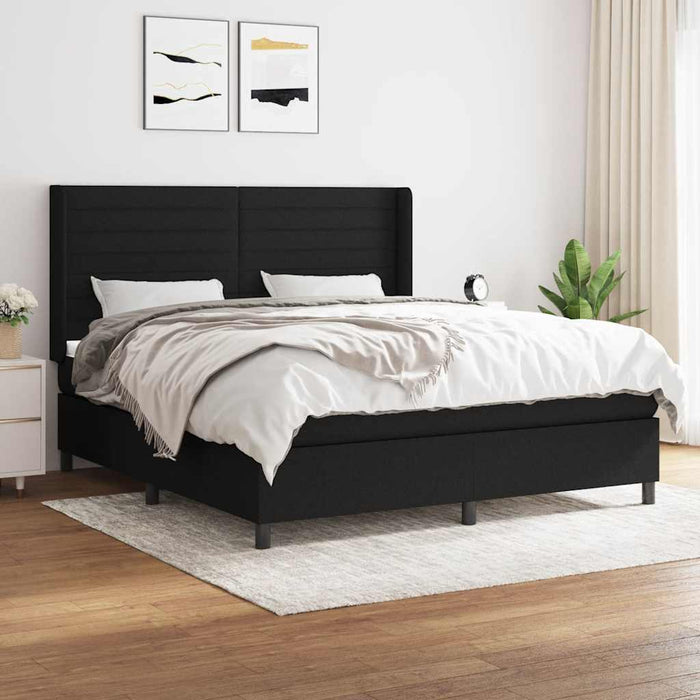 Pat box spring cu saltea, negru, 160x200 cm, textil - WALTI WALTI