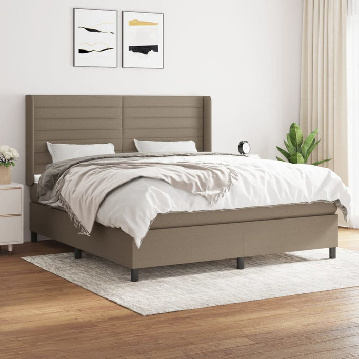 Pat box spring cu saltea, gri taupe, 160x200 cm material textil - WALTI WALTI