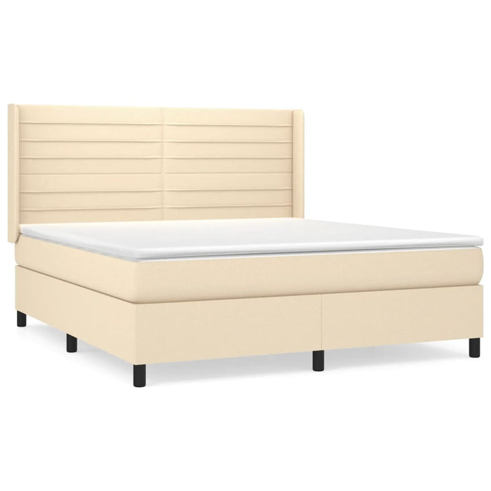 Pat box spring cu saltea, crem, 160x200 cm, material textil - WALTI WALTI