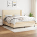 Pat box spring cu saltea, crem, 160x200 cm, material textil - WALTI WALTI